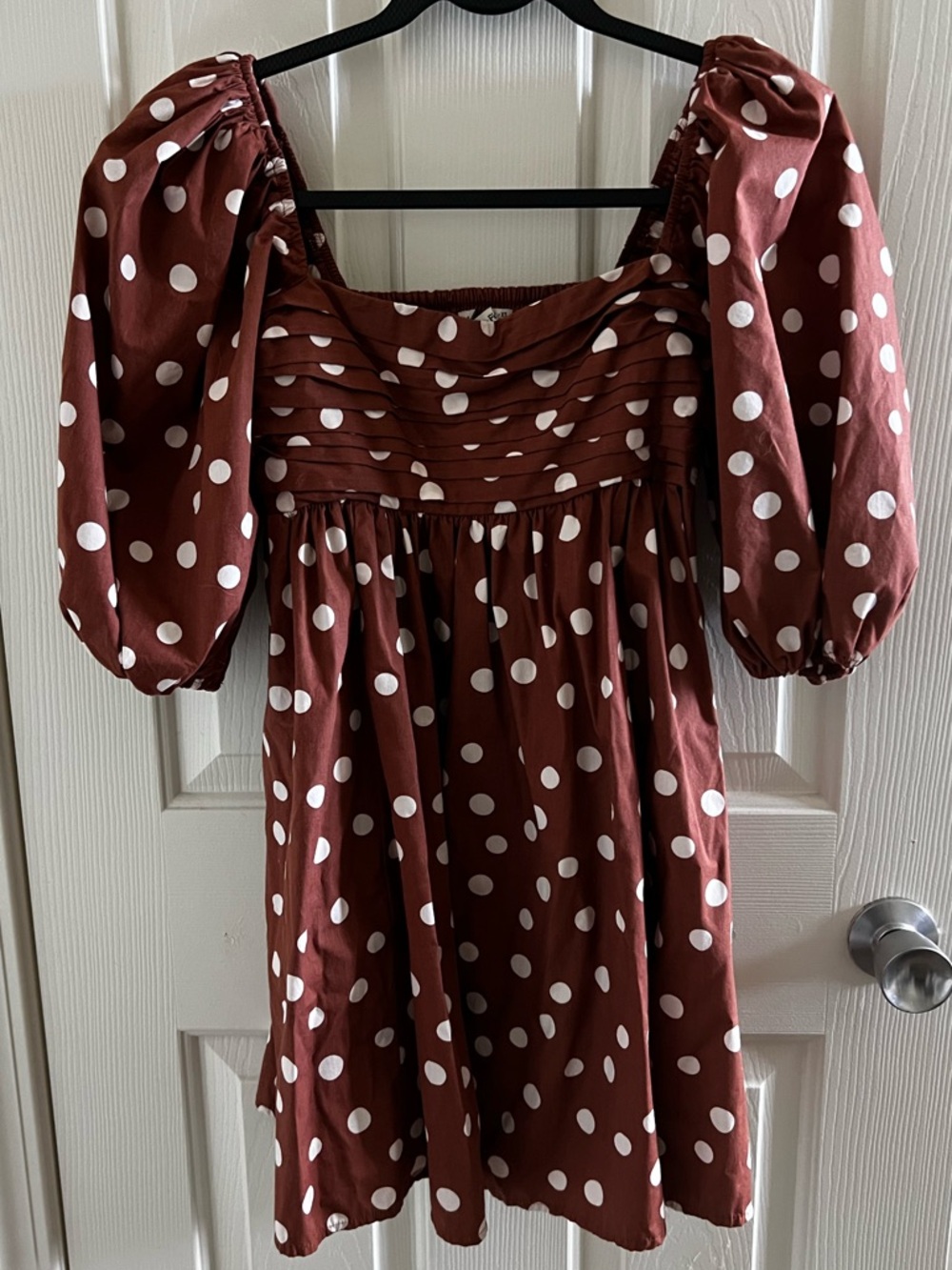 Abercrombie & Fitch Brown Polka Dot Puff Sleeve Dress